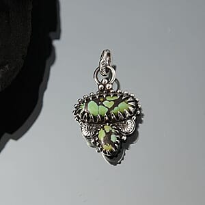 D'Joy Artisan Crafted Whispering Web Turquoise 2.65 ctw Pendant without Chain in Sterling Silver 