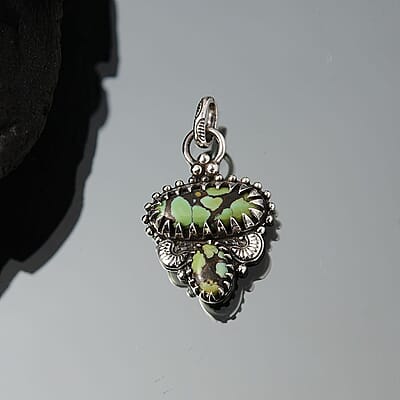 D'Joy Artisan Crafted Whispering Web Turquoise 2.65 ctw Pendant without Chain in Sterling Silver 