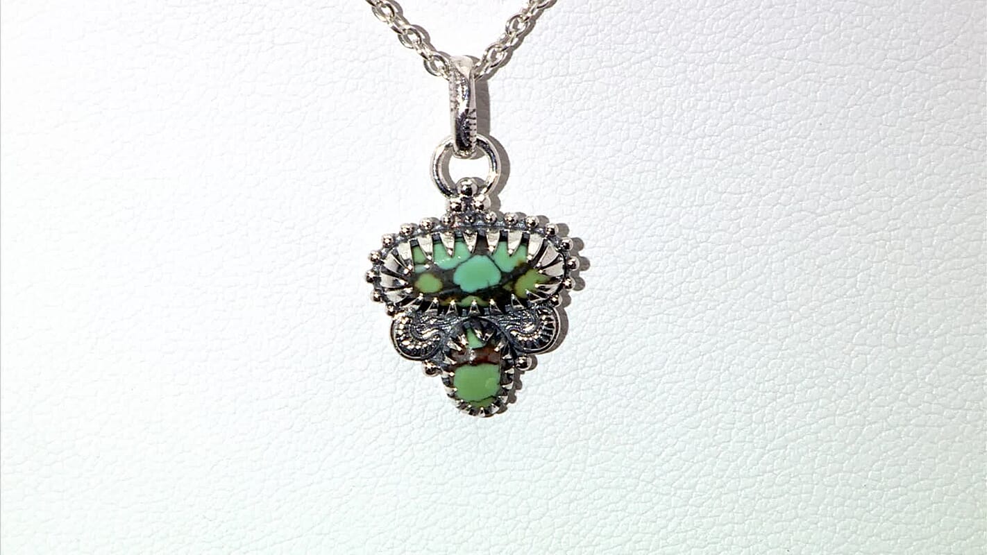 D'Joy Artisan Crafted Whispering Web Turquoise 2.65 ctw Pendant without Chain in Sterling Silver