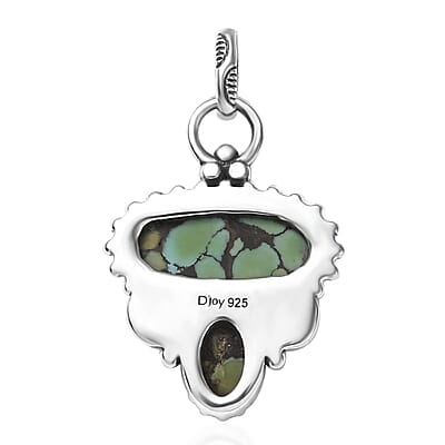 D'Joy Artisan Crafted Whispering Web Turquoise 2.65 ctw Pendant without Chain in Sterling Silver 