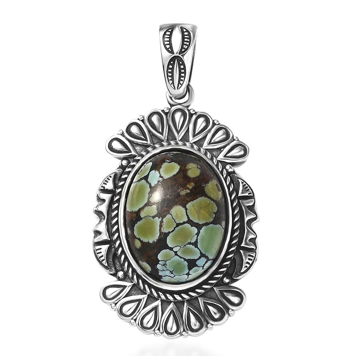 D’Joy Artisan Crafted Whispering Web Turquoise 8.60 ctw Eagle Wings Pendant in Sterling Silver  image number 0