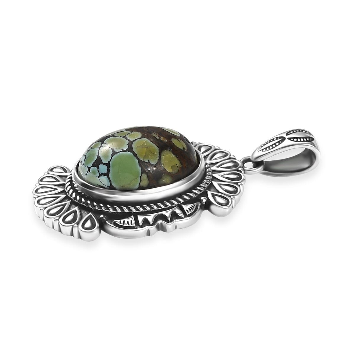 D’Joy Artisan Crafted Whispering Web Turquoise 8.60 ctw Eagle Wings Pendant in Sterling Silver  image number 3