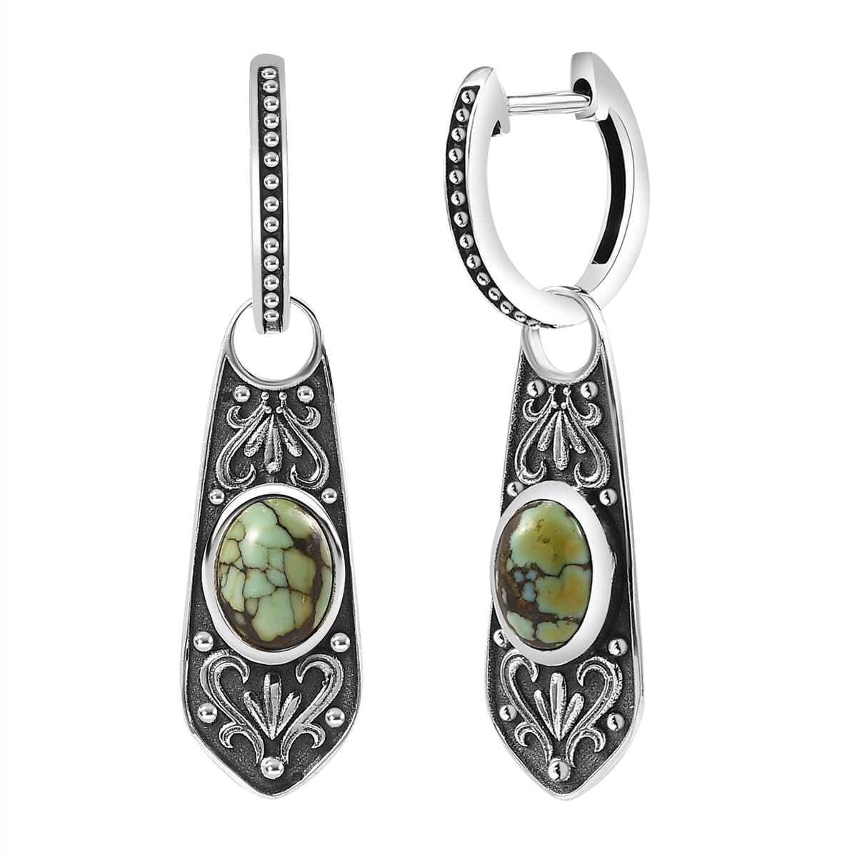 D’Joy Artisan Crafted Whispering Web Turquoise 2.60 ctw Earrings in Sterling Silver  image number 0