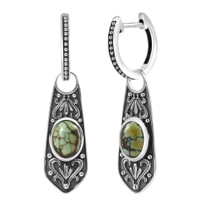 D’Joy Artisan Crafted Whispering Web Turquoise 2.60 ctw Earrings in Sterling Silver 