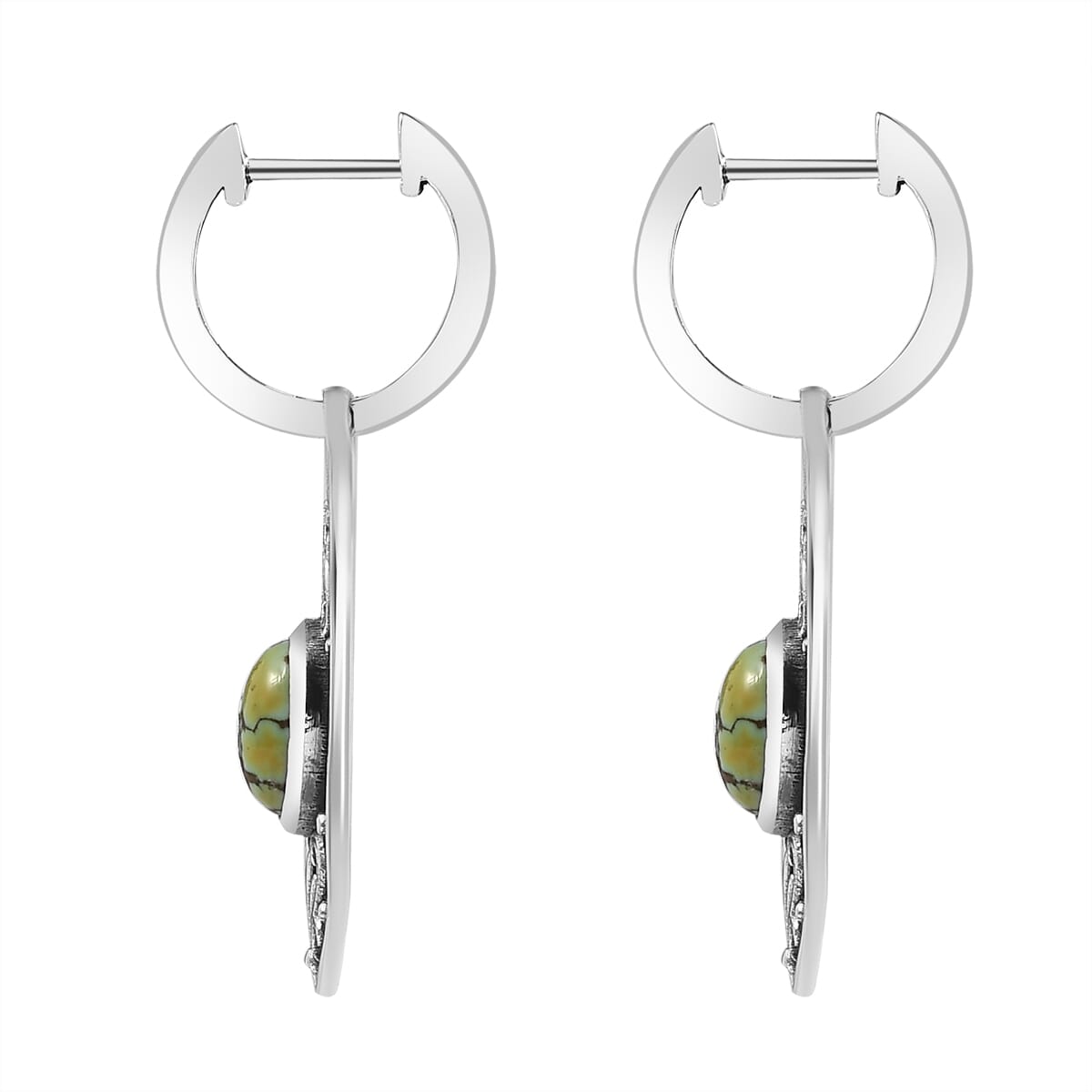 D’Joy Artisan Crafted Whispering Web Turquoise 2.60 ctw Earrings in Sterling Silver  image number 3