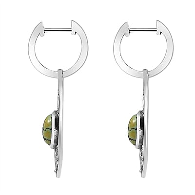 D'Joy Artisan Crafted Whispering Web Turquoise 2.60 ctw Navajo Earrings in Sterling Silver 