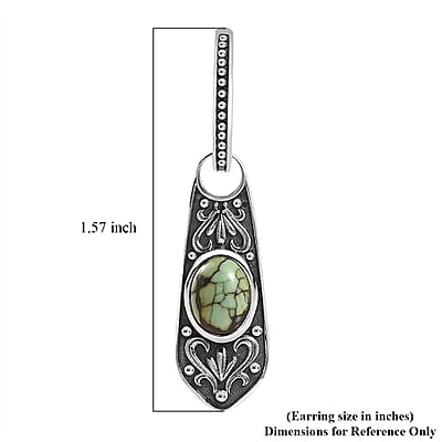 D'Joy Artisan Crafted Whispering Web Turquoise 2.60 ctw Navajo Earrings in Sterling Silver 