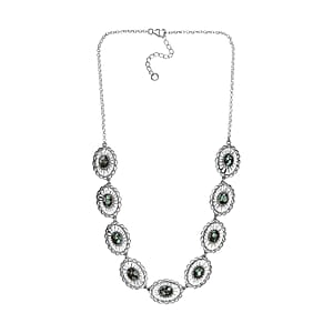D'Joy Artisan Crafted Whispering Web Turquoise 10.75 ctw Concho Necklace 18 Inches in Sterling Silver 
