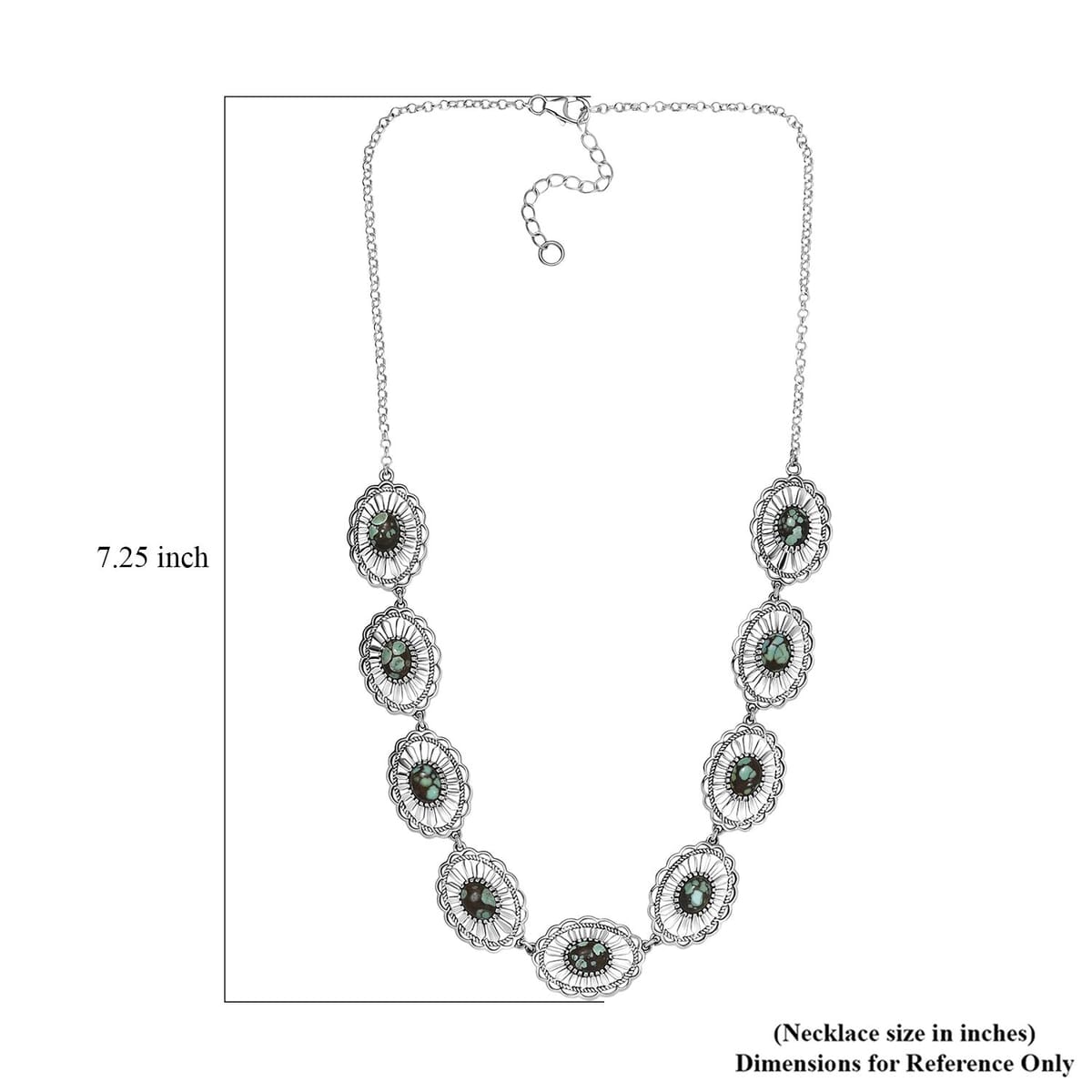 D’Joy Artisan Crafted Whispering Web Turquoise 10.75 ctw Concho Necklace 18 Inches in Sterling Silver  image number 5