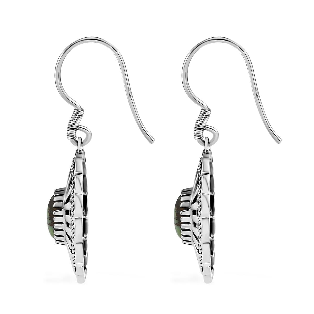 D'Joy Artisan Crafted Whispering Web Turquoise 2.50 ctw Concho Earrings in Sterling Silver image number 3