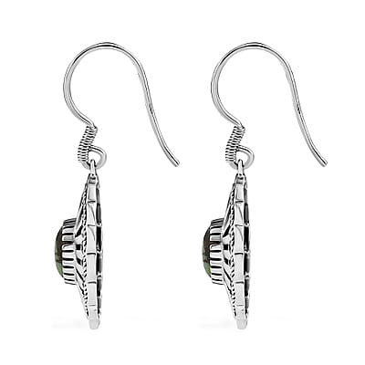 D'Joy Artisan Crafted Whispering Web Turquoise 2.50 ctw Concho Earrings in Sterling Silver