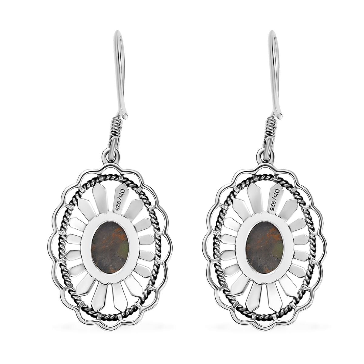 D'Joy Artisan Crafted Whispering Web Turquoise 2.50 ctw Concho Earrings in Sterling Silver image number 4