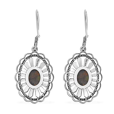 D'Joy Artisan Crafted Whispering Web Turquoise 2.50 ctw Concho Earrings in Sterling Silver