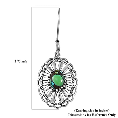 D'Joy Artisan Crafted Whispering Web Turquoise 2.50 ctw Concho Earrings in Sterling Silver