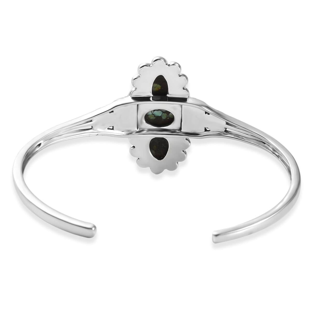 D’Joy Artisan Crafted Whispering Web Turquoise 6.50 ctw Cuff Bracelet in Sterling Silver (7.25 In)  image number 4
