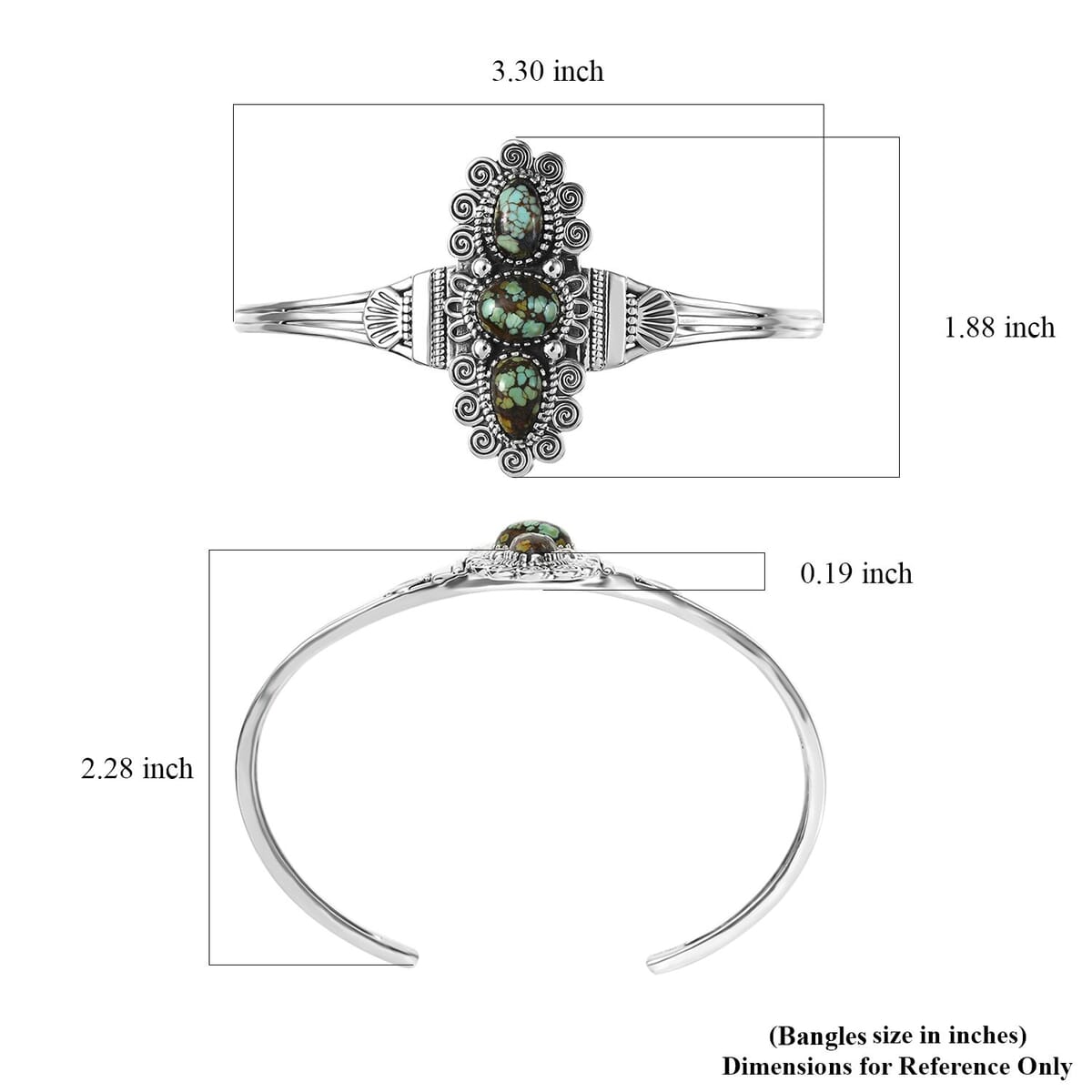 D’Joy Artisan Crafted Whispering Web Turquoise 6.50 ctw Cuff Bracelet in Sterling Silver (7.25 In)  image number 5
