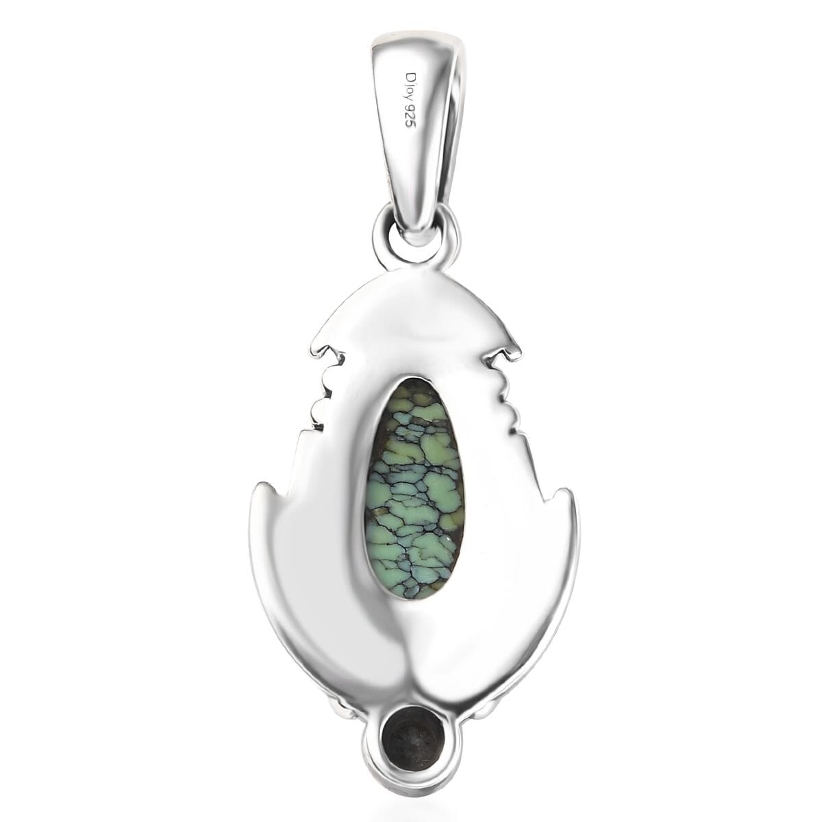 D’Joy Artisan Crafted Whispering Web Turquoise and White Buffalo 3.30 ctw Sacred Mesa Pendant in Sterling Silver image number 4