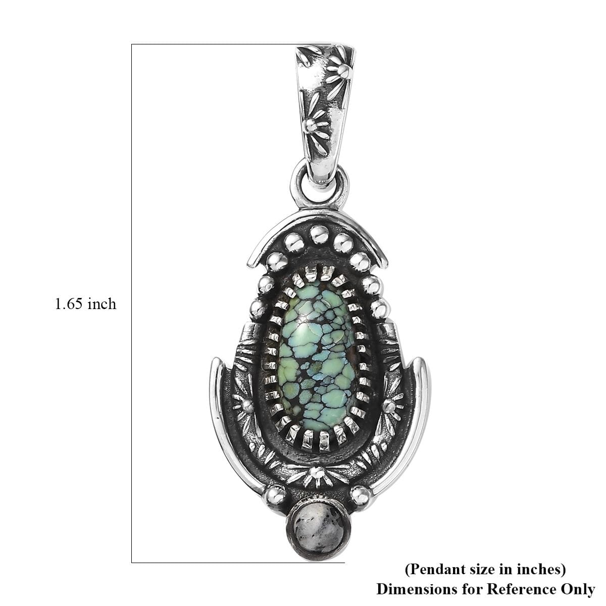 D’Joy Artisan Crafted Whispering Web Turquoise and White Buffalo 3.30 ctw Sacred Mesa Pendant in Sterling Silver image number 5