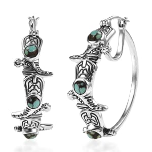 D'Joy Artisan Crafted Whispering Web Turquoise 2.00 ctw Earrings in Sterling Silver