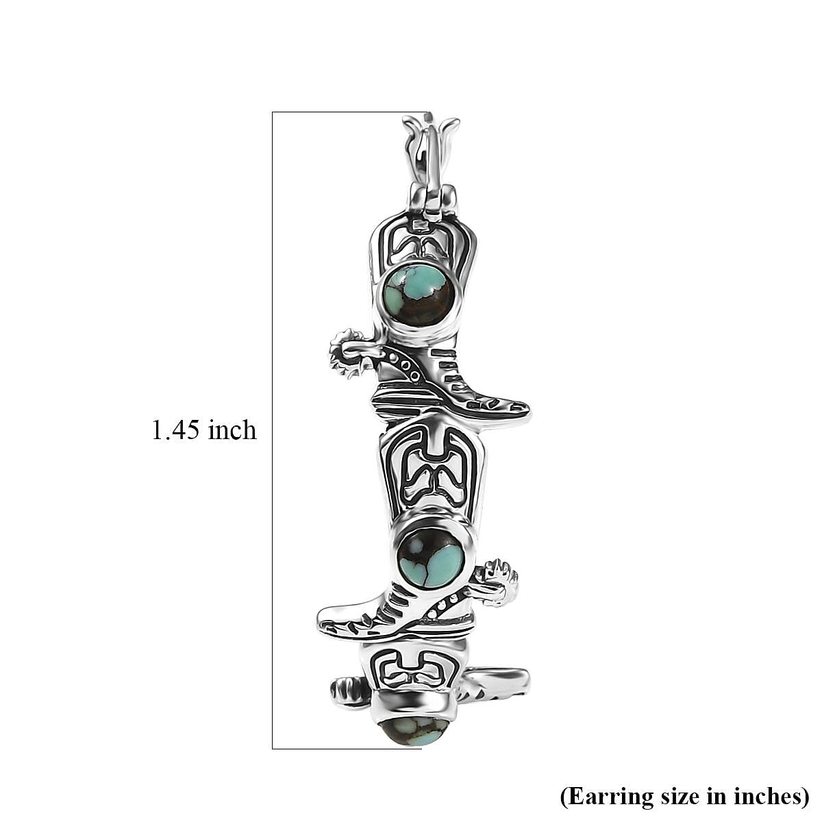 D'Joy Artisan Crafted Whispering Web Turquoise 2.00 ctw Cowgirl Shoes Hoop Earrings in Sterling Silver