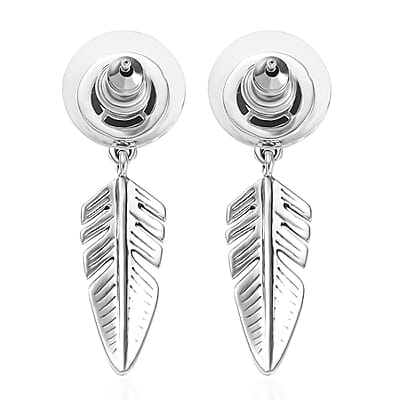 D'Joy Artisan Crafted Whispering Web Turquoise 4.20 ctw Eagle Feather Earrings in Sterling Silver