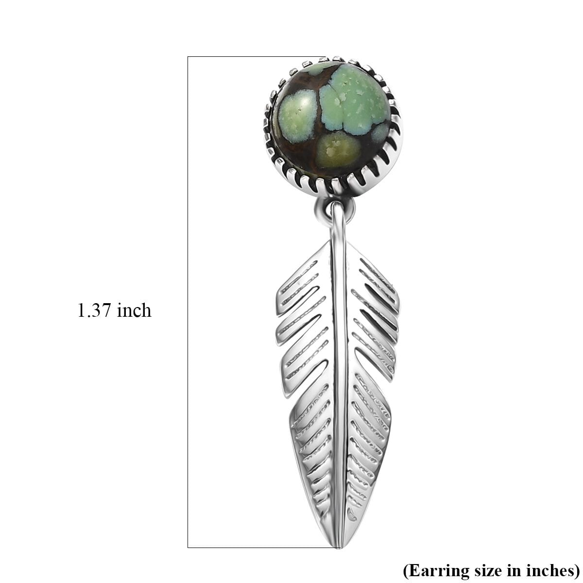 D'Joy Artisan Crafted Whispering Web Turquoise 4.20 ctw Eagle Feather Earrings in Sterling Silver image number 6