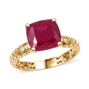 Mirage Collection Premium Niassa Ruby (FF) 6.75 ctw Ring in 10K Yellow Gold (Size 10.0)