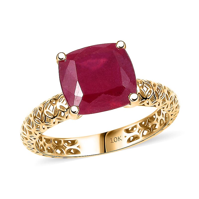 Mirage Collection Niassa Ruby Art Deco Ring in 10K Yellow Gold 6.75 ctw (Size 10.0)