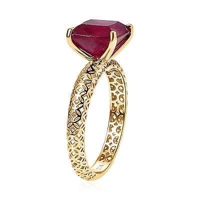 Mirage Collection Niassa Ruby Art Deco Ring in 10K Yellow Gold 6.75 ctw (Size 10.0)
