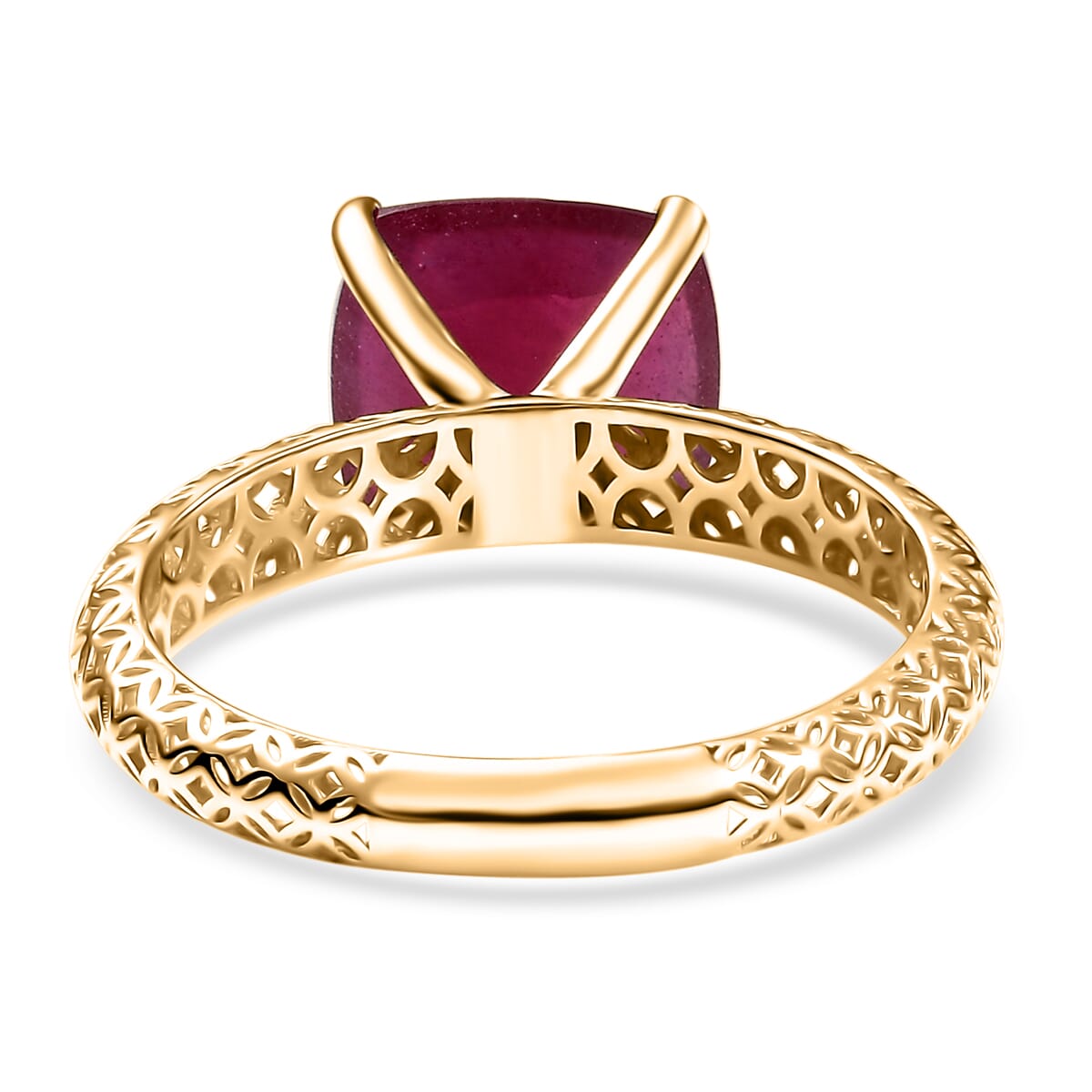 Mirage Collection Premium Niassa Ruby (FF) 6.75 ctw Ring in 10K Yellow Gold (Size 10.0) image number 4