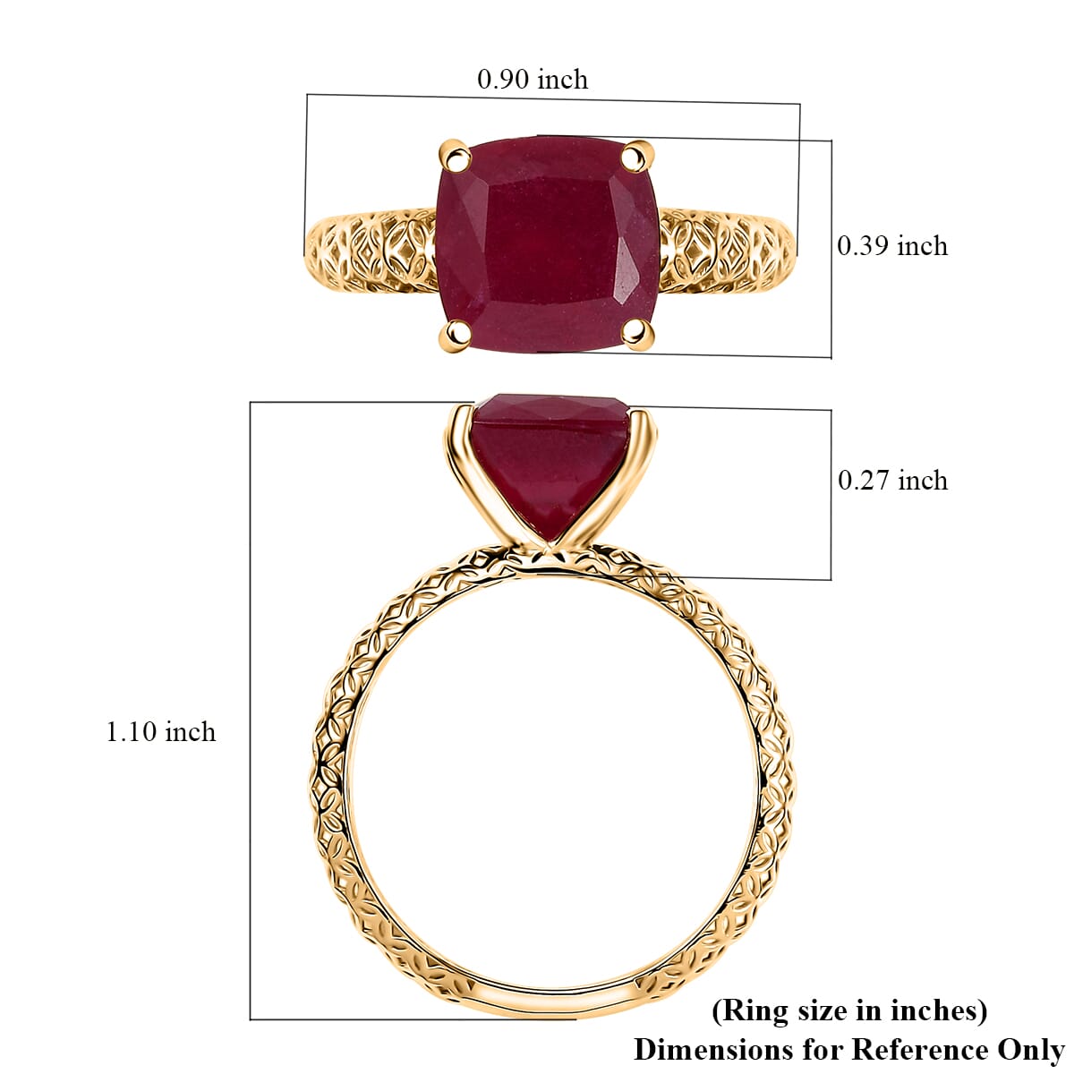 Mirage Collection Premium Niassa Ruby (FF) 6.75 ctw Ring in 10K Yellow Gold (Size 10.0) image number 5