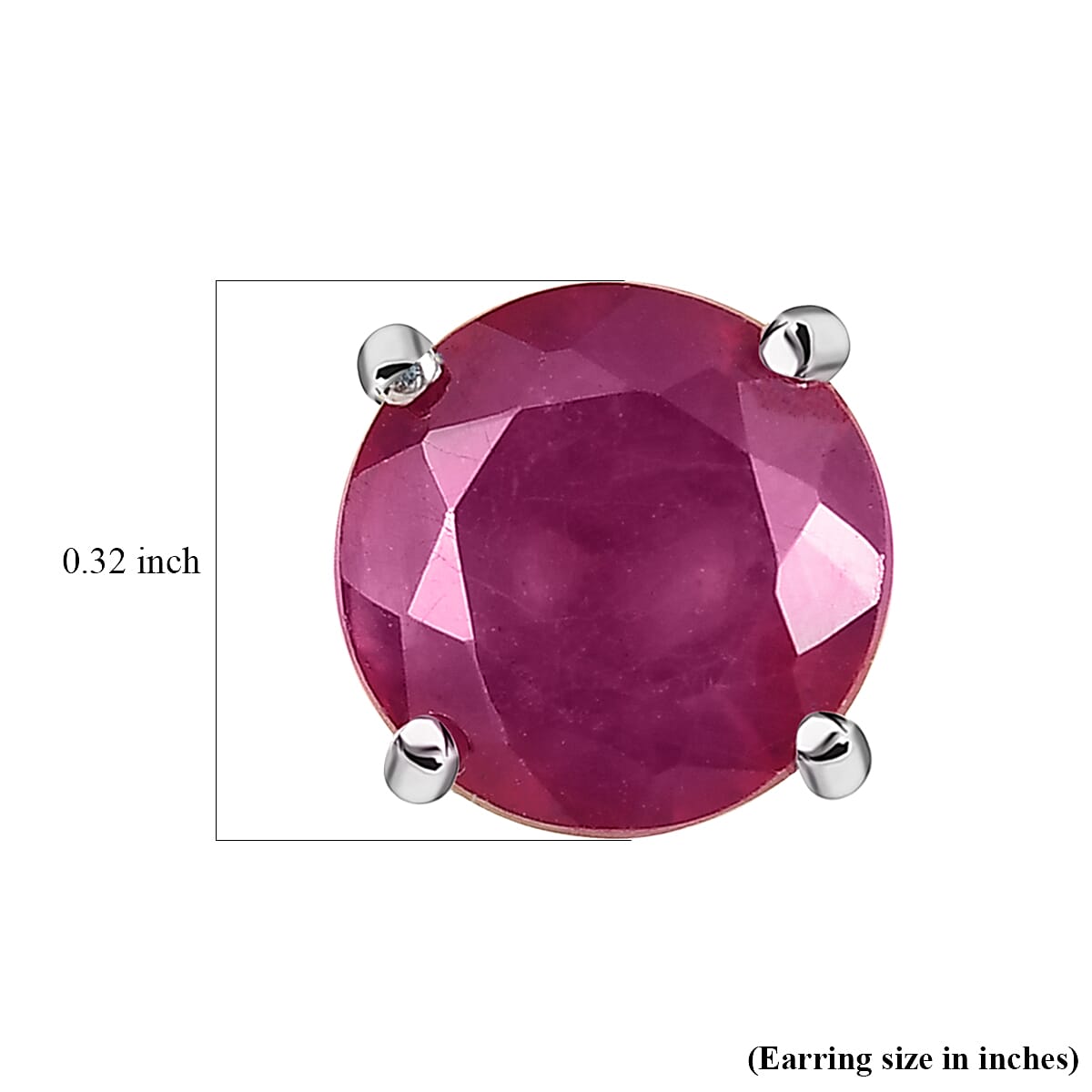 D'Joy Niassa Ruby (FF) 4.10 ctw Solitaire Stud Earrings in Rhodium Over Sterling Silver  image number 5