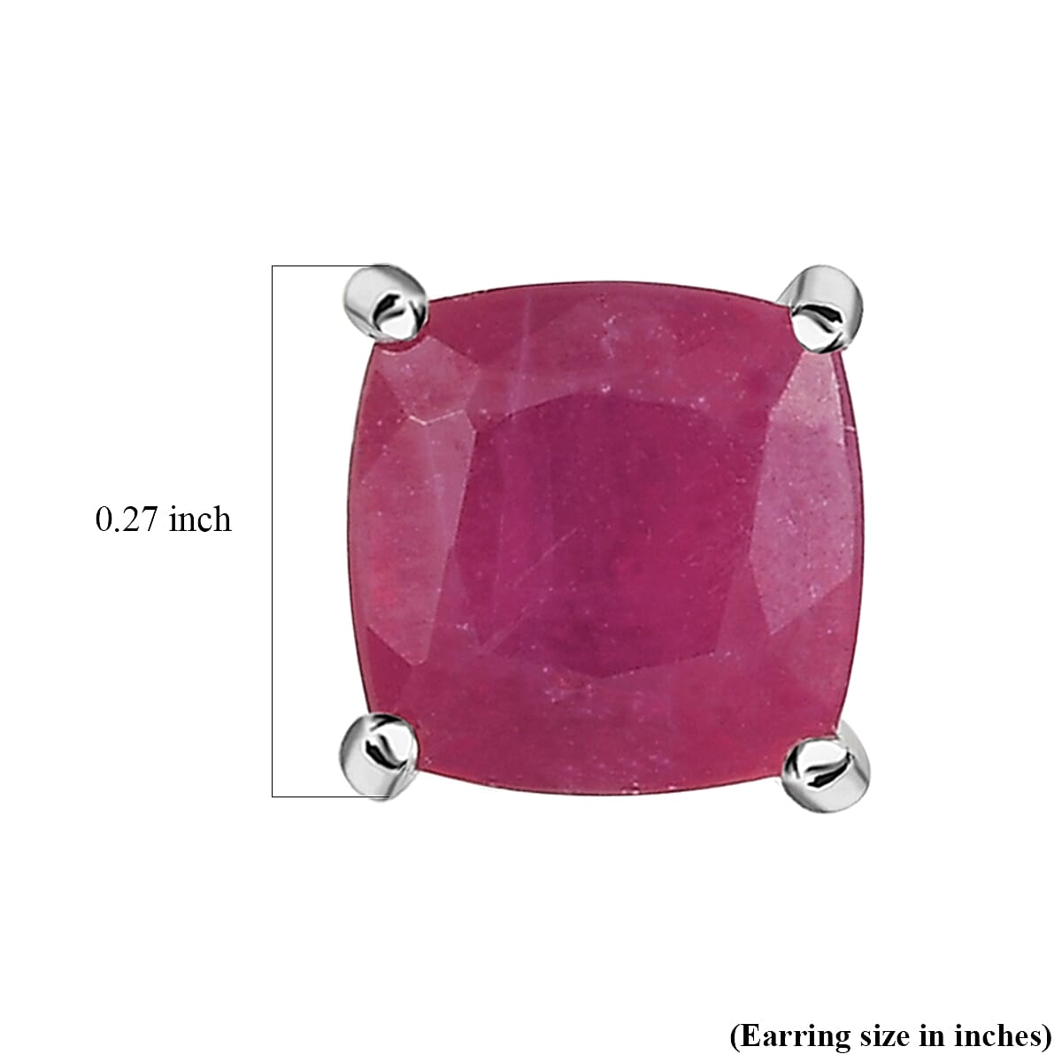 D'Joy Niassa Ruby (FF) 3.25 ctw Solitaire Stud Earrings in Rhodium Over Sterling Silver image number 5