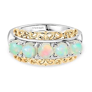 Ethiopian Welo Opal 1.13 ctw Ring in Rhodium Over Sterling Silver (Size 11.5)