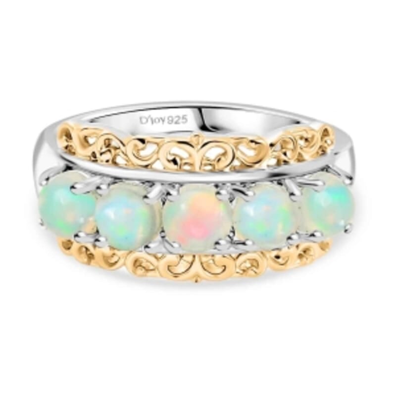 Ethiopian Welo Opal 1.13 ctw Ring in Rhodium Over Sterling Silver (Size 11.5)