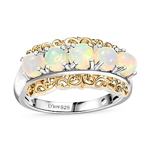 Ethiopian Welo Opal 1.13 ctw Ring in Rhodium Over Sterling Silver (Size 11.5)