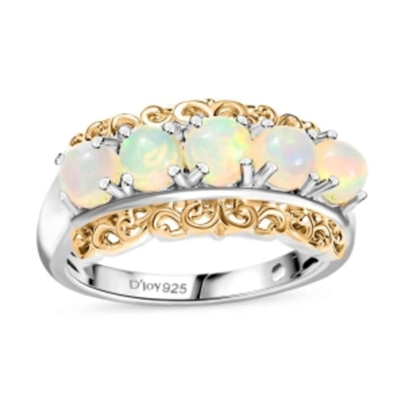 Ethiopian Welo Opal 1.13 ctw Ring in Rhodium Over Sterling Silver (Size 11.5)