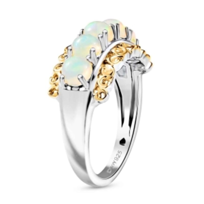 Ethiopian Welo Opal 1.13 ctw Ring in Rhodium Over Sterling Silver (Size 11.5)