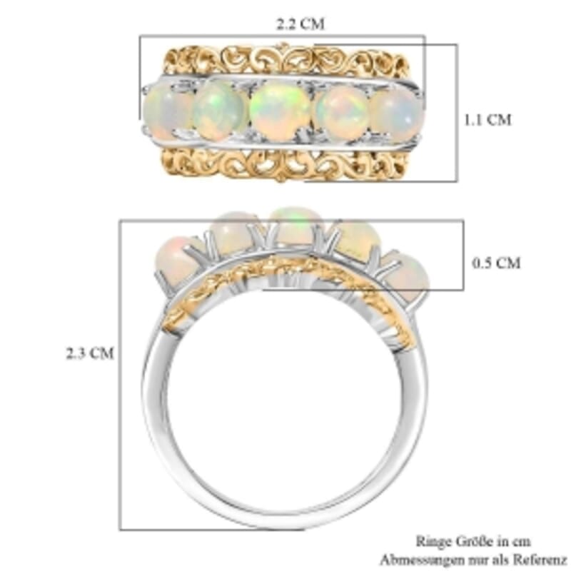 Ethiopian Welo Opal 1.13 ctw Ring in Rhodium Over Sterling Silver (Size 11.5)