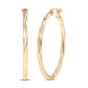 Lustrous Loop Hoop Earrings in 10K Yellow Gold 1.85 Grams