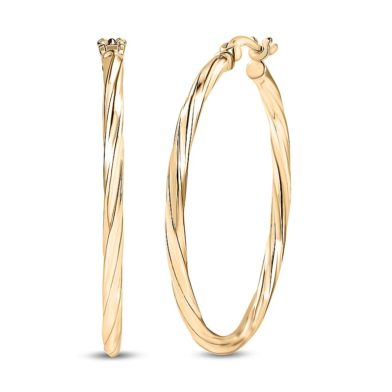 Lustrous Loop Hoop Earrings in 10K Yellow Gold 1.85 Grams