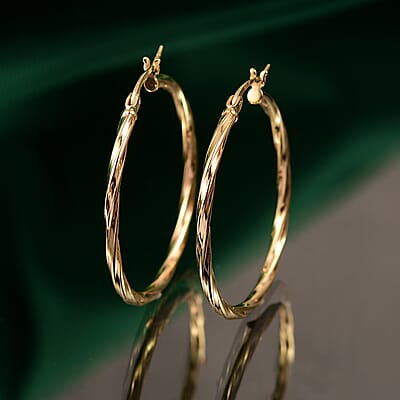 Lustrous Loop Hoop Earrings in 10K Yellow Gold 1.85 Grams