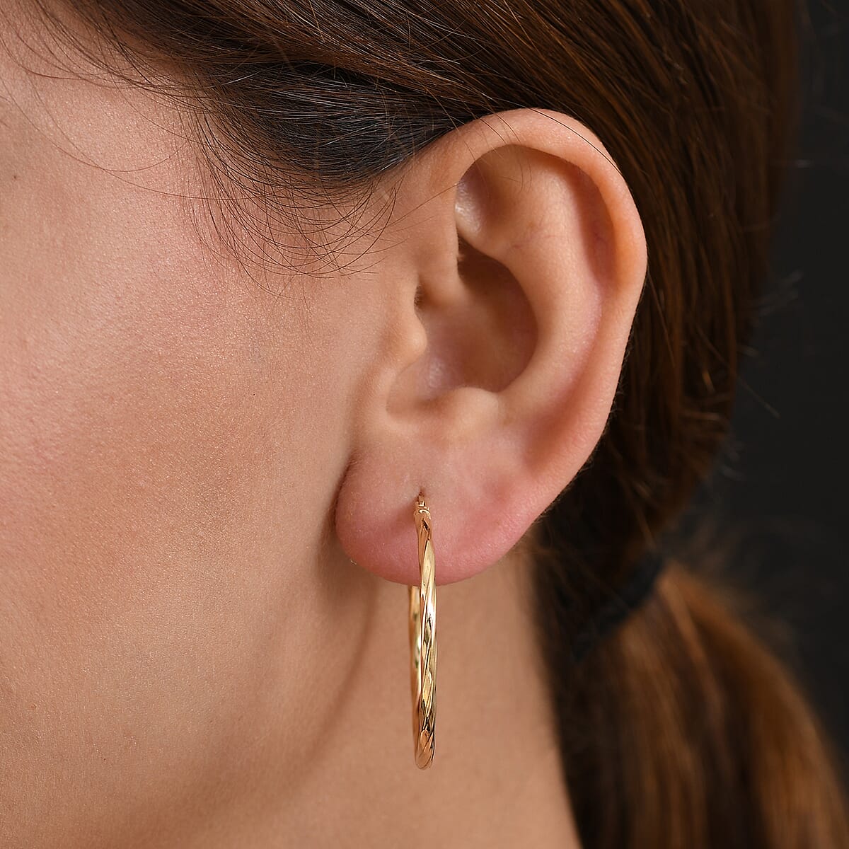 Lustrous Loop Hoop Earrings in 10K Yellow Gold 1.85 Grams image number 2