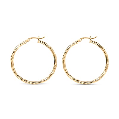 Lustrous Loop Hoop Earrings in 10K Yellow Gold 1.85 Grams