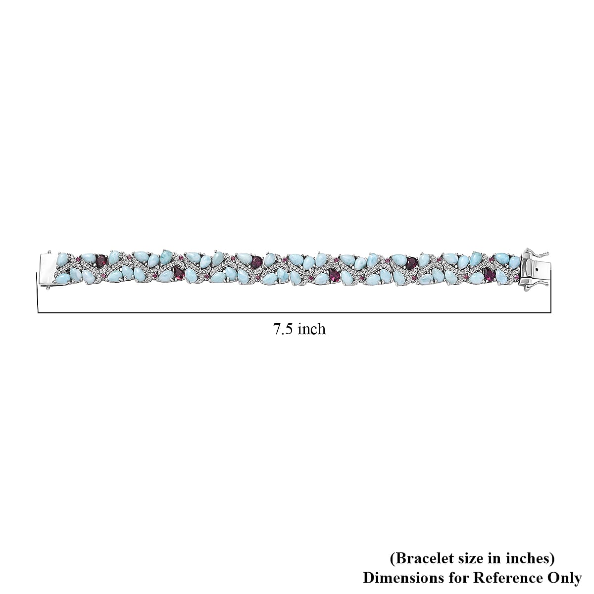 D'Joy Larimar and Multi Gemstone 30.90 ctw Bracelet in Rhodium Over Sterling Silver (7.25 In) image number 3