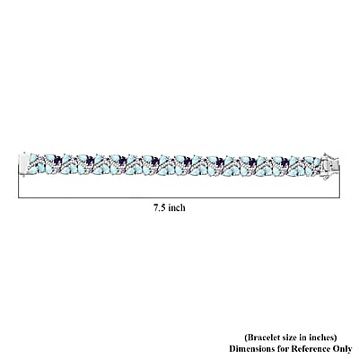 D'Joy Larimar and Multi Gemstone 31.00 ctw Sea Waves Bracelet in Rhodium Over Sterling Silver (7.25 In)