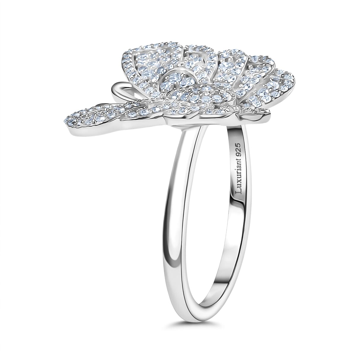 Luxuriant Lab Grown Diamond 1.00 ctw Butterfly Ring in Rhodium Over Sterling Silver (Size 10.0)  image number 3