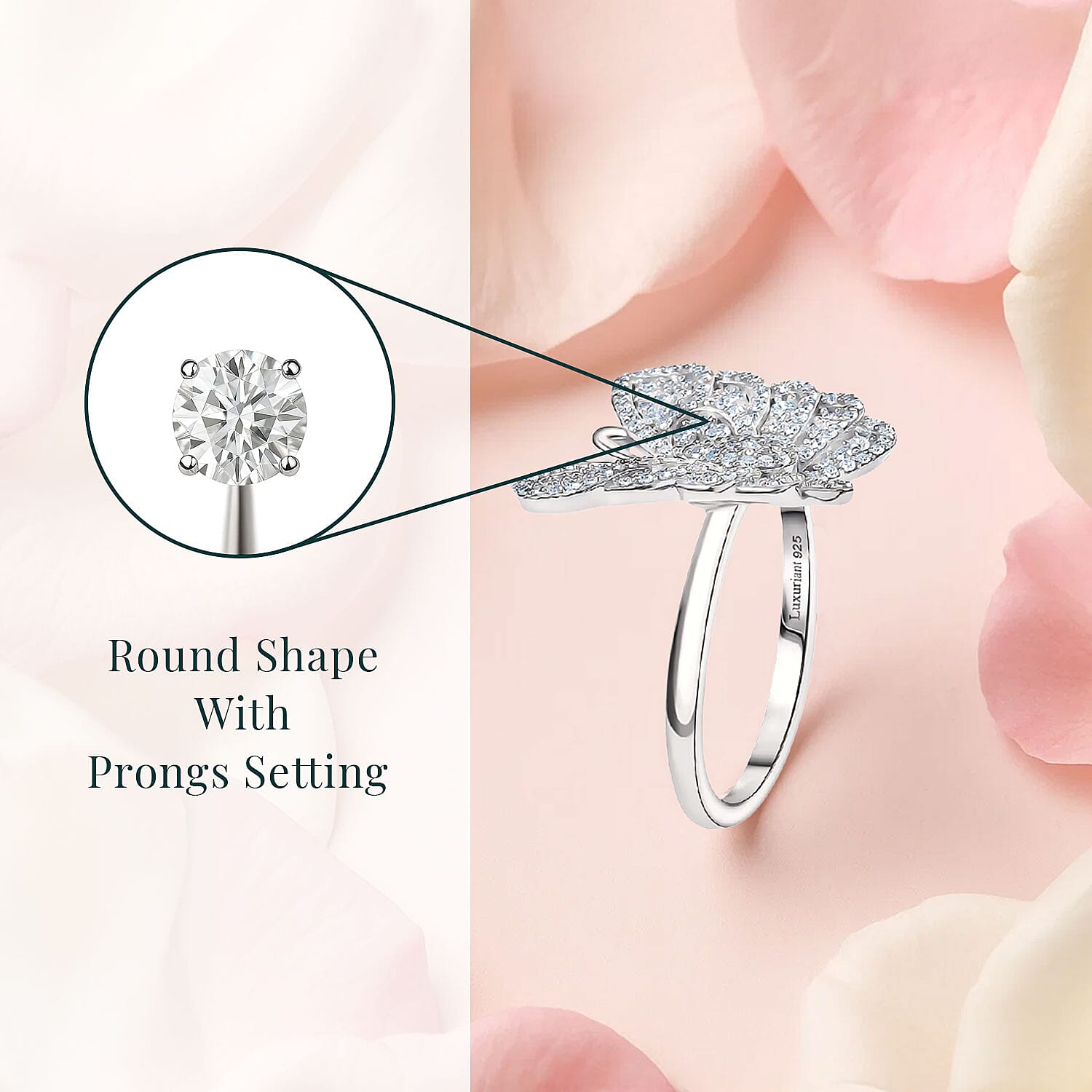 Luxuriant Lab Grown Diamond 1.00 ctw Butterfly Ring in Rhodium Over Sterling Silver (Size 10.0)