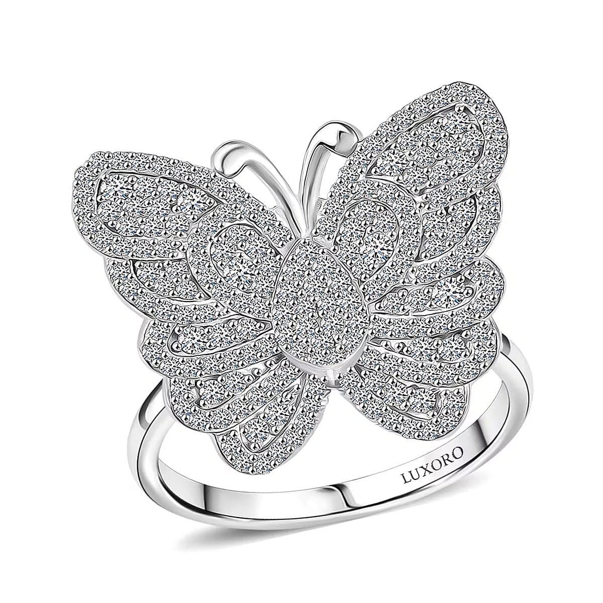 Luxuriant Lab Grown Diamond G-H SI 1.00 ctw Butterfly Ring in Rhodium Over Sterling Silver (Size 9.0)  image number 0