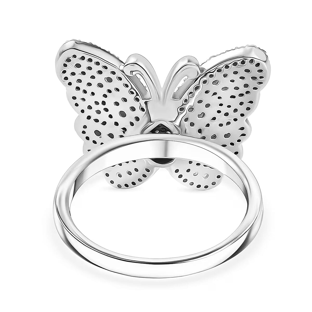Luxuriant Lab Grown Diamond G-H SI 1.00 ctw Butterfly Ring in Rhodium Over Sterling Silver (Size 9.0)  image number 7